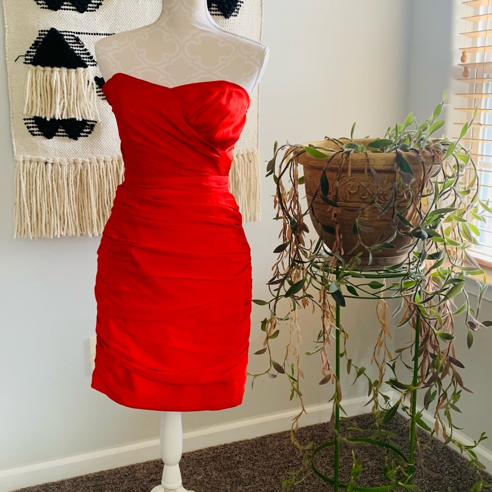 Women's Red H&M strapless dress Sz 4